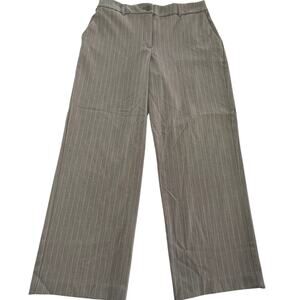 Rachel Zoe Pants Womens Medium Brown Pinstripe Wide Leg Trousers Stretch Career